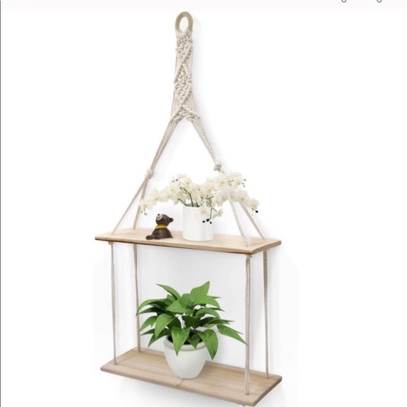 Hanging Wall Shelf 2 Tier Macrame Floating Shelves